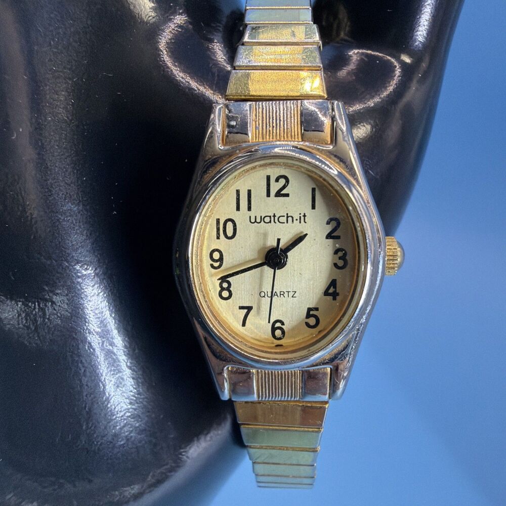 Watch-It Gold Tone Women's Quartz Wrist Watch MLN3009 New Battery. Tested